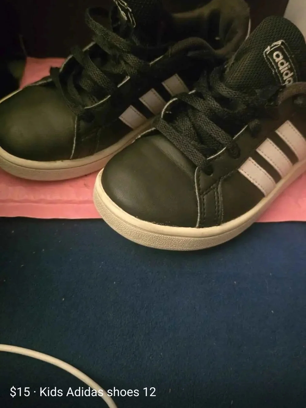 adidas Kids Black and White Striped Sneakers